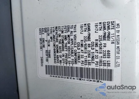 2017 Nissan Rogue Sl из США, поврежденный, VIN JN8AT2MT4HW384440